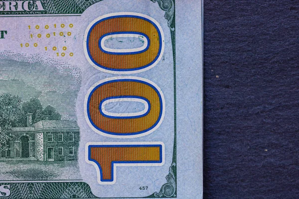 Selective Focus Detail 100 Dollars Banknote Close Macro Detail Money — Stock Photo, Image