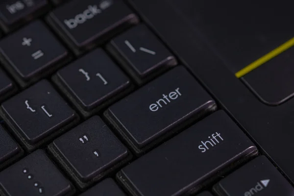 Foco Seletivo Detalhes Teclado Laptop Trabalho Remoto Conceito Negócios Escritório — Fotografia de Stock