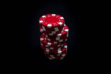 Siyah arkaplanda poker çipleri yığını
