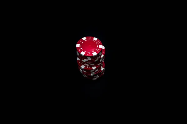 Pilha Fichas Poker Fundo Preto — Fotografia de Stock