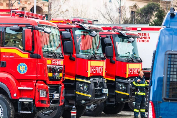 Romanian Firefighting Emergency Firemen Pompierii Parked Front Home Office Ministry — Stock Photo, Image