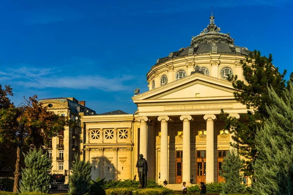 Vista Detalhada Sobre Ateneu Romeno Ateneul Roman Centro Bucareste Capital — Fotografia de Stock