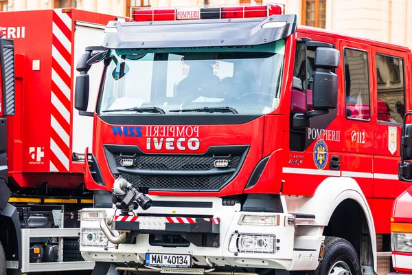 Romanian Firefighting Emergency Firemen Pompierii Parked Front Home Office Ministry — Stock Photo, Image