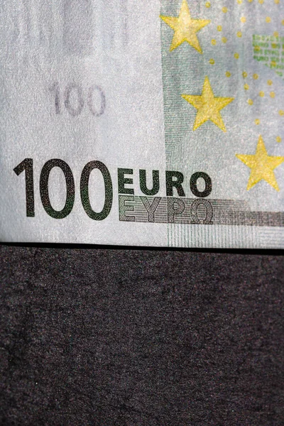 Enfoque Selectivo Los Detalles Los Billetes Euros Primer Plano Macro — Foto de Stock