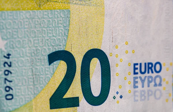 Selective Focus Detail Euro Banknotes Close Macro Detail Money Banknotes — Stock Photo, Image