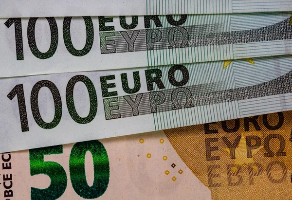Euróban Rendelkezésre Álló Pénz Részletei Makró Felvétel Közelkép Euróról Üzleti — Stock Fotó