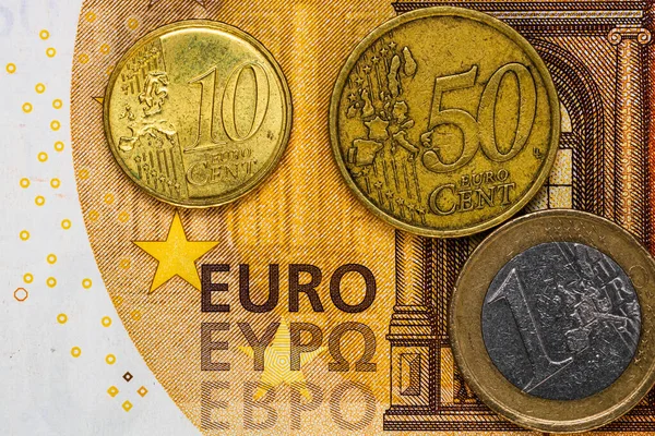 Деталь Денег Евро Столе Макро Снимок Крупным Планом Фото Евро — стоковое фото
