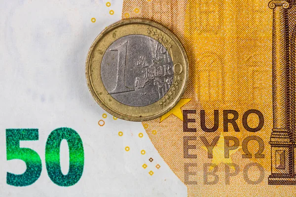 Wereldgeld Concept Macro Gedetailleerd Een Euro Bankbiljet Macro Foto Van — Stockfoto