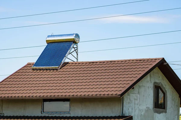 Calentador Agua Solar Azotea Panel Solar Para Agua Caliente Sistema — Foto de Stock