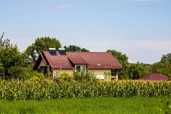 Calentador Agua Solar Azotea Panel Solar Para Agua Caliente Sistema — Foto de Stock