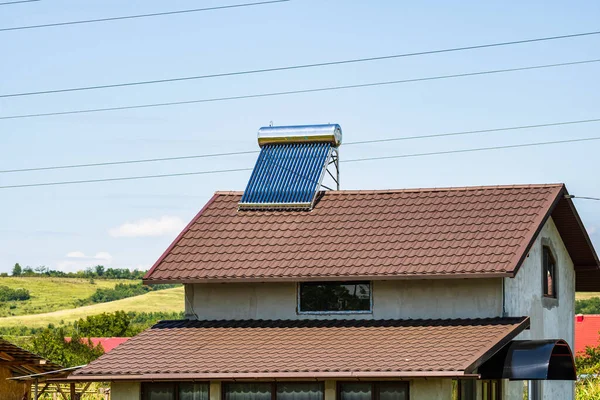 Calentador Agua Solar Azotea Panel Solar Para Agua Caliente Sistema — Foto de Stock