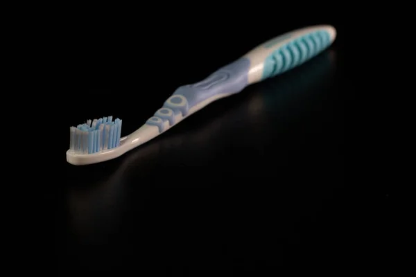 Selective Focus Toothbrush Isolated Black Background — Stock Photo, Image