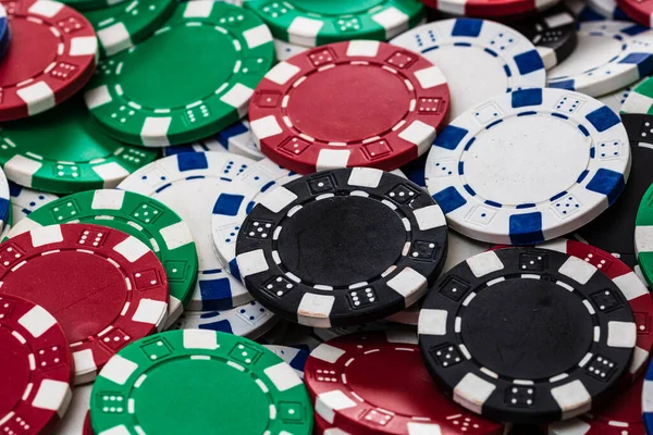 Poker Fişleri Arka Planı Kapatır Kumarhane Konsepti Risk Şans Iyi — Stok fotoğraf