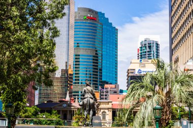 Brisbane şehir merkezindeki Brisbane siluetinin görüntüsü, Avustralya, 2021