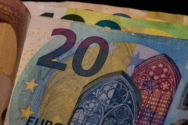 Detalle Del Billete Euros Primer Plano Del Dinero Euros Aislado — Foto de Stock