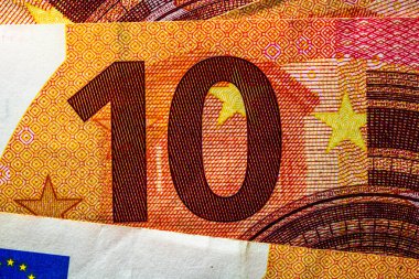 EURO banknotlarının detaylarına özen göster. EURO banknotlarının makro detaylarını kapat. Dünya para kavramı, enflasyon ve ekonomi kavramı