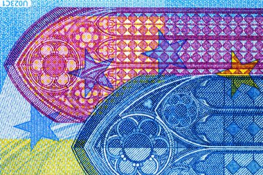 EURO banknotlarının detaylarına özen göster. EURO banknotlarının makro detaylarını kapat. Dünya para kavramı, enflasyon ve ekonomi kavramı