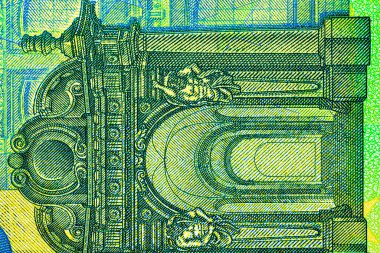 EURO banknotlarının detaylarına özen göster. EURO banknotlarının makro detaylarını kapat. Dünya para kavramı, enflasyon ve ekonomi kavramı