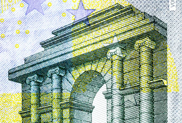 有选择地关注欧元钞票的细节 密切关注欧元钞票的宏观细节 世界货币概念 通货膨胀和经济概念 — 图库照片