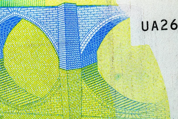 Euro Banknotlarının Detaylarına Özen Göster Euro Banknotlarının Makro Detaylarını Kapat — Stok fotoğraf