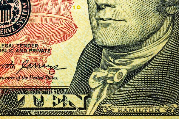 Selektivní Zaměření Podrobnosti Bankovkách Usd Detailní Informace Bankovkách Amerických Dolarech — Stock fotografie