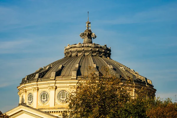 Detailansicht Über Das Rumänische Athenaeum Oder Ateneul Roman Zentrum Der — Stockfoto