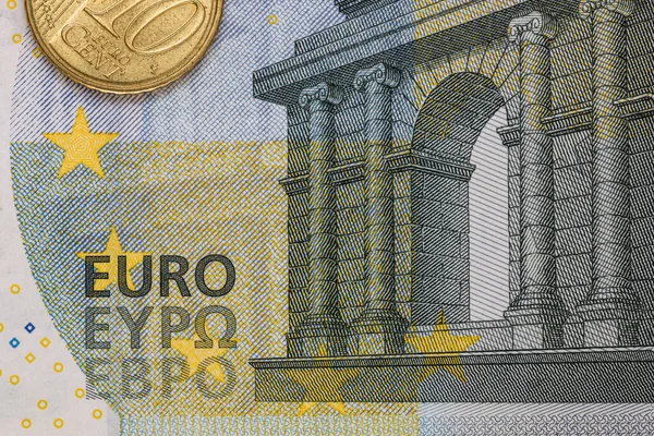 Enfoque Selectivo Los Detalles Los Billetes Euros Detalle Los Billetes — Foto de Stock