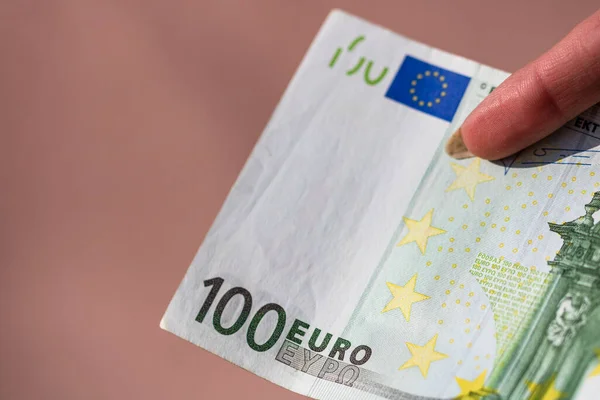 Foco Selectivo Pormenor Das Notas Euro Contagem Emissão Notas Euro — Fotografia de Stock