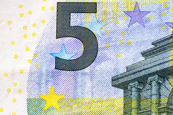 Выборочный Акцент Деталях Банкнот Euro Закройте Макро Детали Банкнот Концепция — стоковое фото