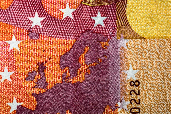 Selektiv Inriktning Detaljer Eurosedlar Närbild Eurosedlarnas Makrodetaljer Begreppet Världspengar Inflation — Stockfoto