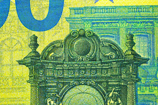 Selektiver Fokus Auf Die Details Der Euro Banknoten Makrodetails Der — Stockfoto