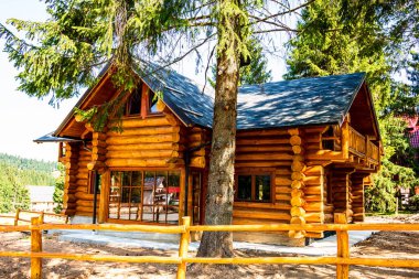 Romanya 'nın Vartop kentindeki ağaçlar arasındaki tipik ahşap ev, 2021