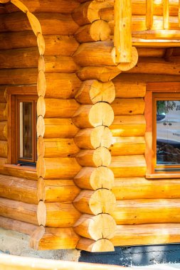 Tipik ahşap ev ayrıntıları, Romanya 'nın Bihor kentindeki dağ evi