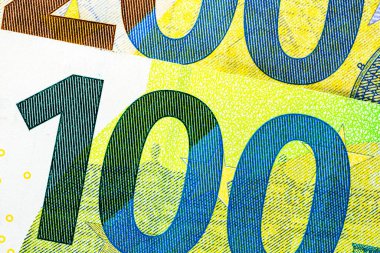 EURO banknotlarının detaylarına özen göster. EURO banknotlarının makro detaylarını kapat. Dünya para kavramı, enflasyon ve ekonomi kavramı