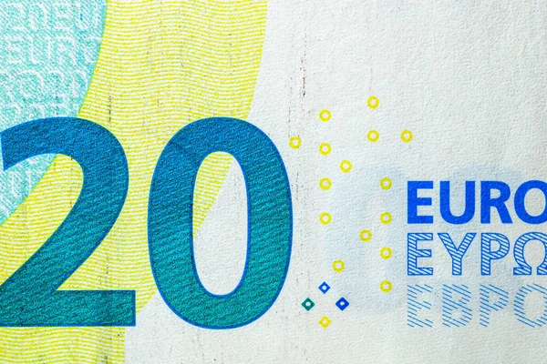 Выборочный Акцент Деталях Банкнот Euro Закройте Макро Детали Банкнот Концепция — стоковое фото