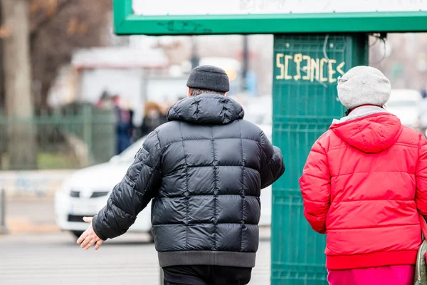 People Moving Pedestrians Walking Downtown District Bucharest Romania 2021 — Stock Photo, Image