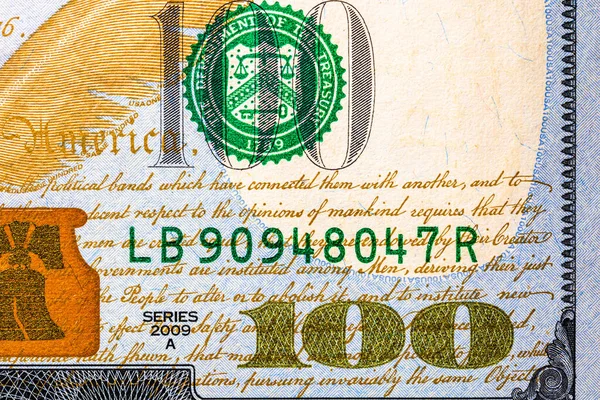 Selektivt Fokus Detaljer Usd Sedlar Närbild Makro Detalj Usa Dollar — Stockfoto