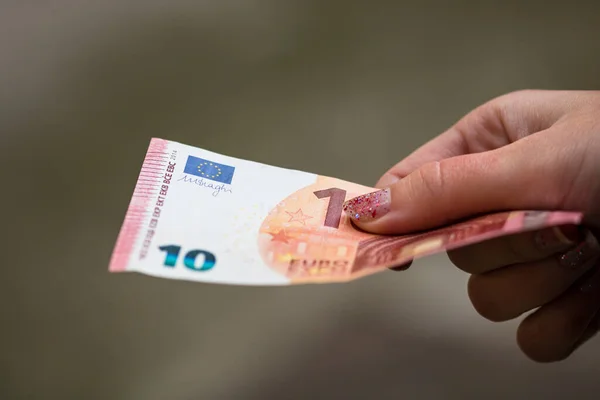 Выборочный Акцент Деталях Банкнот Euro Подсчет Выдача Банкнот Euro Концепция — стоковое фото