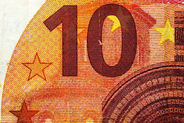 Foco Selectivo Pormenor Das Notas Euro Detalhe Macro Detalhado Das — Fotografia de Stock