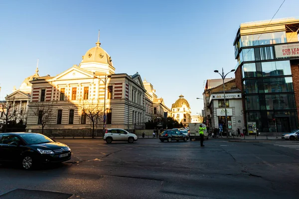 Автомобильное Движение Час Пик Центре Города Загрязнение Автомобилей Пробки Утром — стоковое фото