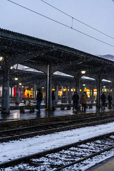 Estação Ferroviária Norte Gara Nord Durante Dia Frio Nevado Bucareste — Fotografia de Stock