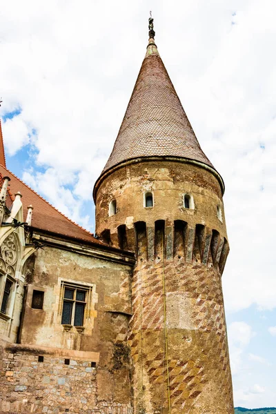 Hunyad Castle Corvin Castle Hunedoara Romania 2020 Exterior Architectural Detail — Stock Photo, Image