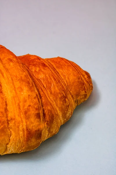 Detail Fresh Croissant Isolated French Breakfast Concept — Stock Photo, Image