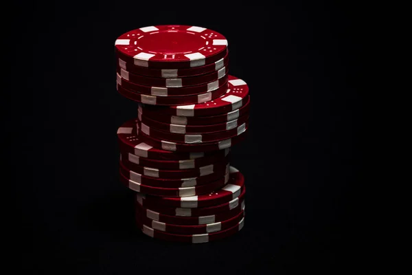 Hromada Poker Žetony Černém Pozadí — Stock fotografie