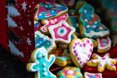 Lezzetli ev yapımı Noel kurabiyelerinin ayrıntıları