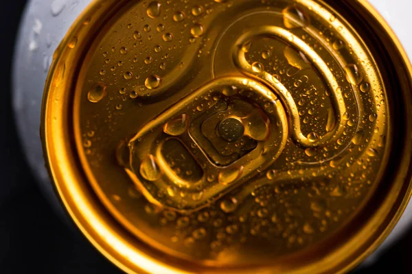 Top Beer Can Condensation Water Droplets Isolated — Stock Photo, Image