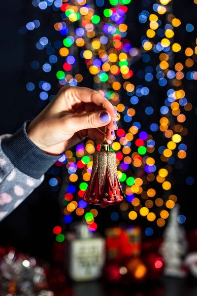 Celebración Decoración Navidad Aislado Fondo Con Luces Borrosas Temporada Diciembre —  Fotos de Stock