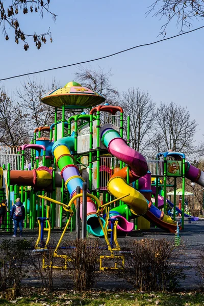 Diversión Colorida Aire Libre Del Parque Infantil Bucarest Rumania 2021 —  Fotos de Stock