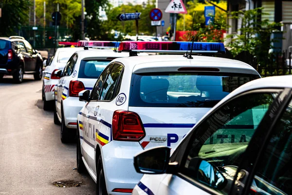 Румунська Поліція Politia Rutiera Припаркована Вздовж Вулиці Центрі Бухареста Румунія — стокове фото