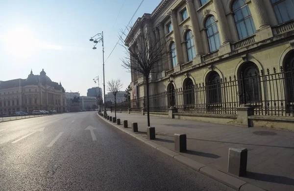 Sem Engarrafamentos Sem Poluição Ruas Vazias Centro Bucareste Roménia 2021 — Fotografia de Stock